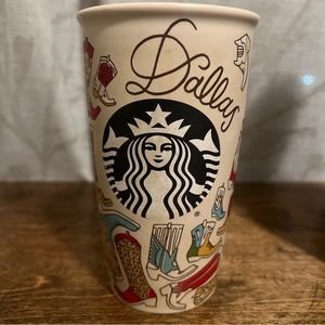 Dallas TX: Ceramic Starbucks Coffee Tumbler With Cowboy Boots 2016